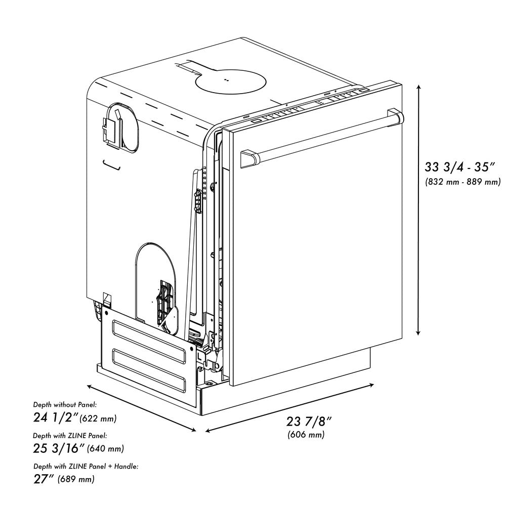 ZLINE 24 in. Monument Series 3rd Rack Top Touch Control Dishwasher with Stainless Steel Panel, 45dBa (DWMT-304-24)