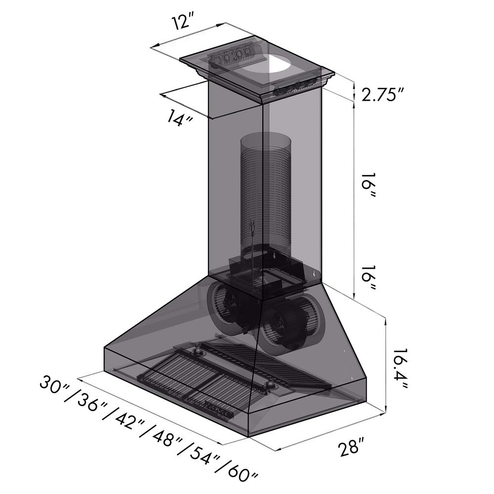 ZLINE 30 in. CrownSound™ Ducted Vent Wall Mount Range Hood in Stainless Steel with Built-in Bluetooth Speakers (697CRN-BT-30)