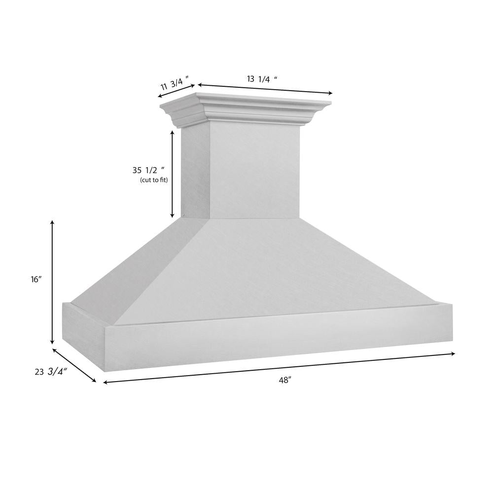 ZLINE 48 in. Kitchen Package with Satin Stainless Steel Dual Fuel Range and Convertible Vent Range Hood (2KP-RASSNRH48)