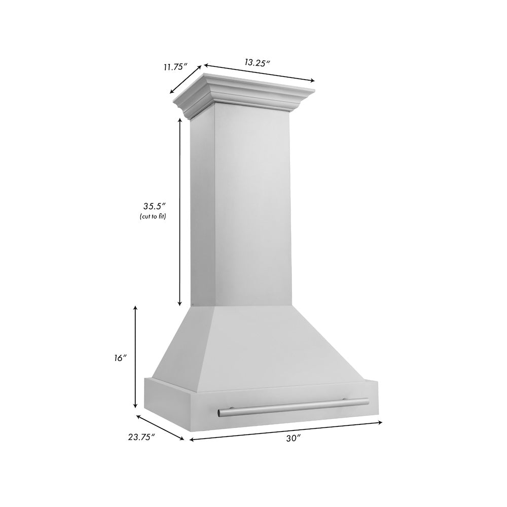 ZLINE 30 in. Stainless Steel Range Hood with Stainless Steel Handle (8654STX-30)