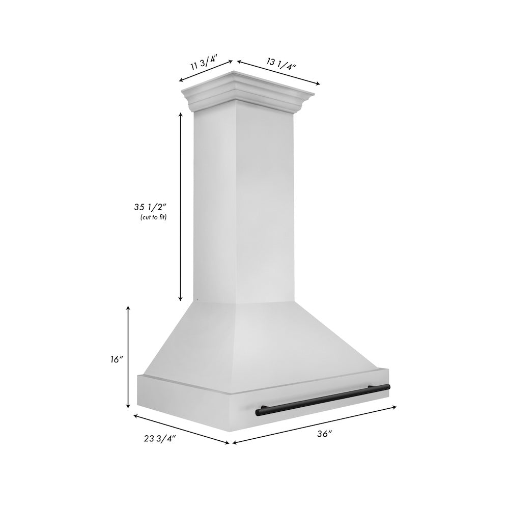 ZLINE Autograph Edition 36 in. Stainless Steel Range Hood with Stainless Steel Shell and Matte Black Handle (8654STZ-36-MB)