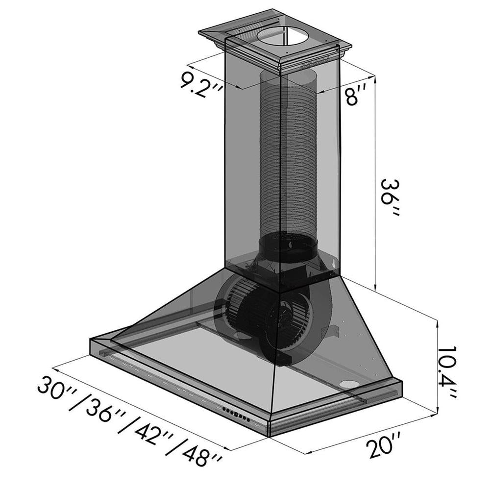 ZLINE 36 in. Designer Series Hand-Hammered Copper Convertible Vent Wall Mount Range Hood (8KBH-36)