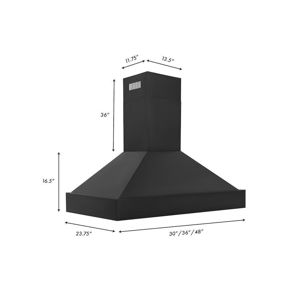 ZLINE 48 in. Ducted Vent Black Stainless Steel Wall Mount Range Hood (BS655N-48)