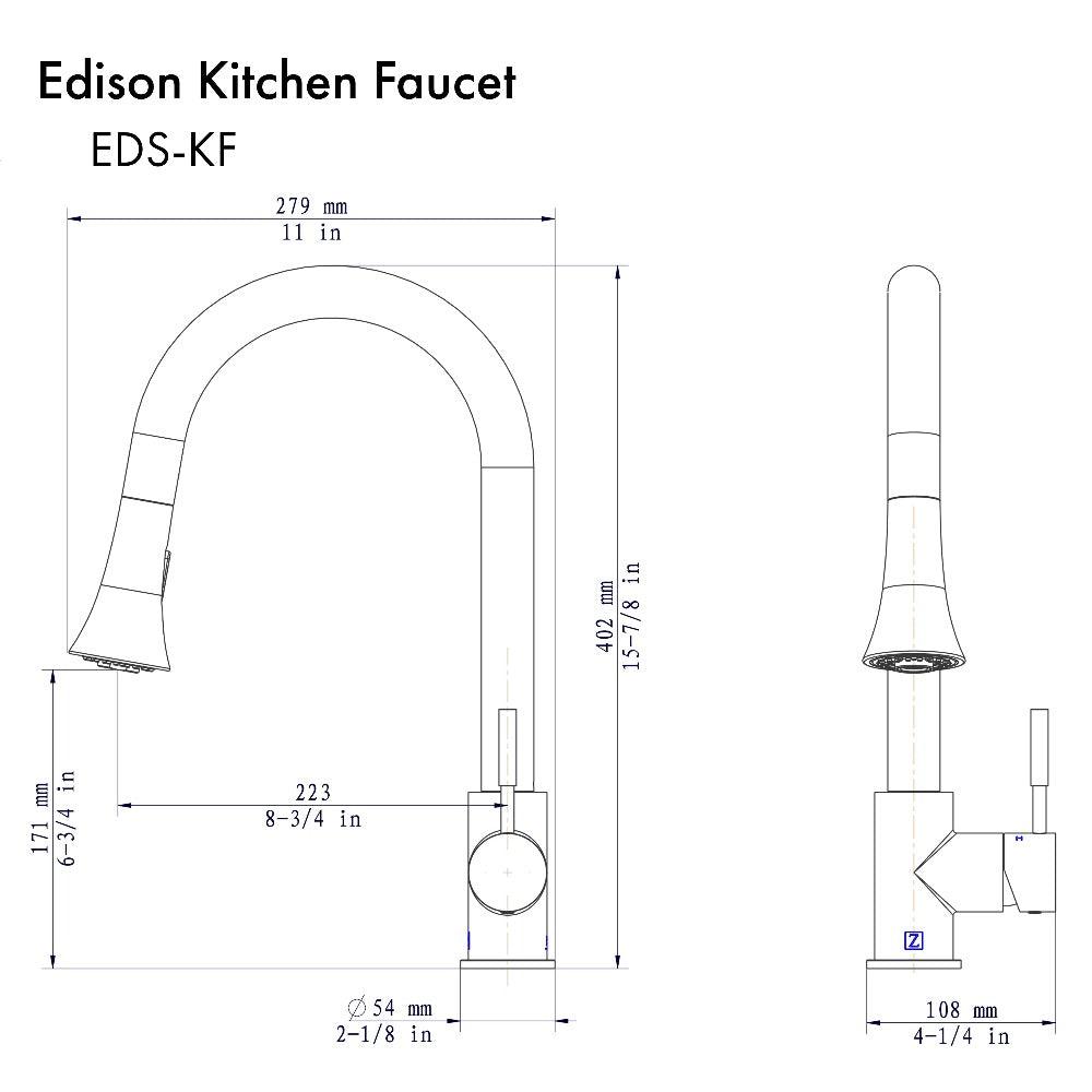 ZLINE Autograph Edition Edison Pull Down Single Handle Kitchen Faucet in Matte Black (EDS-KF-MB)