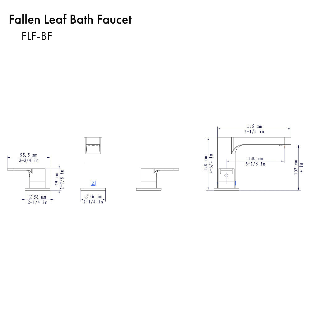 ZLINE Fallen Leaf Widespread Bath Faucet in Chrome (FLF-BF-CH)