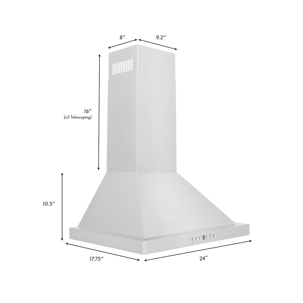 ZLINE 24 in. Convertible Vent Wall Mount Range Hood in Stainless Steel (KB-24)