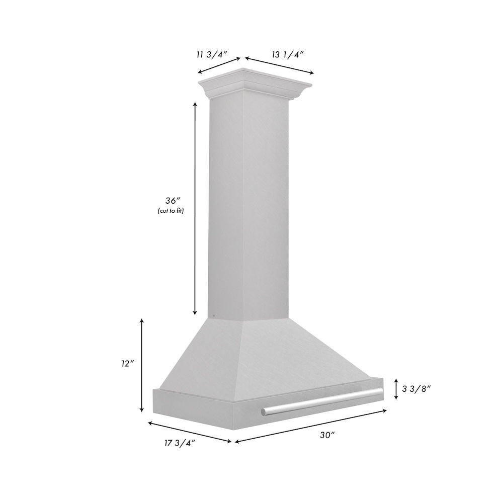 ZLINE 30 in. Convertible Satin Stainless Steel Wall Mount Range Hood with Stainless Steel Handle (KB4SNX-30)