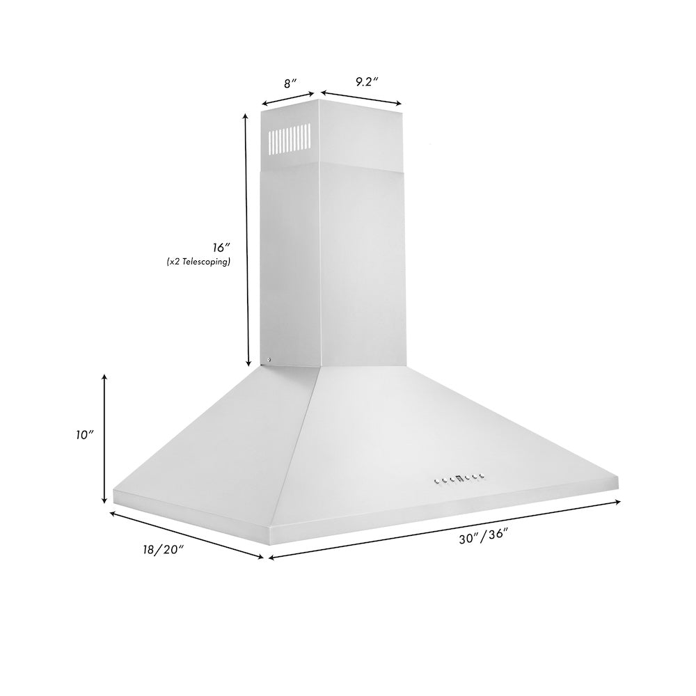 ZLINE 36 in. Convertible Vent Wall Mount Range Hood in Stainless Steel (KL2-36)