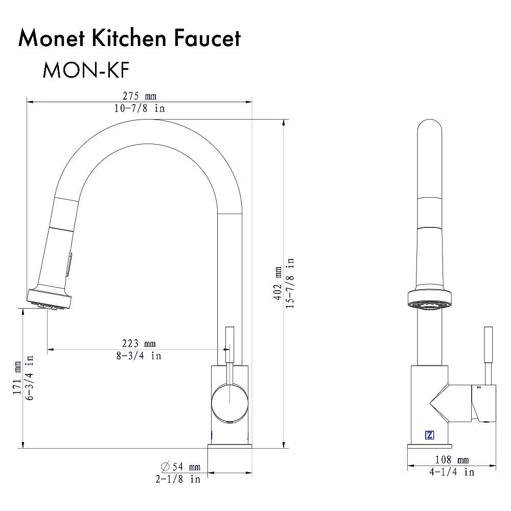 ZLINE Monet Pull Down Single Handle Kitchen Faucet in Chrome (MON-KF-CH)