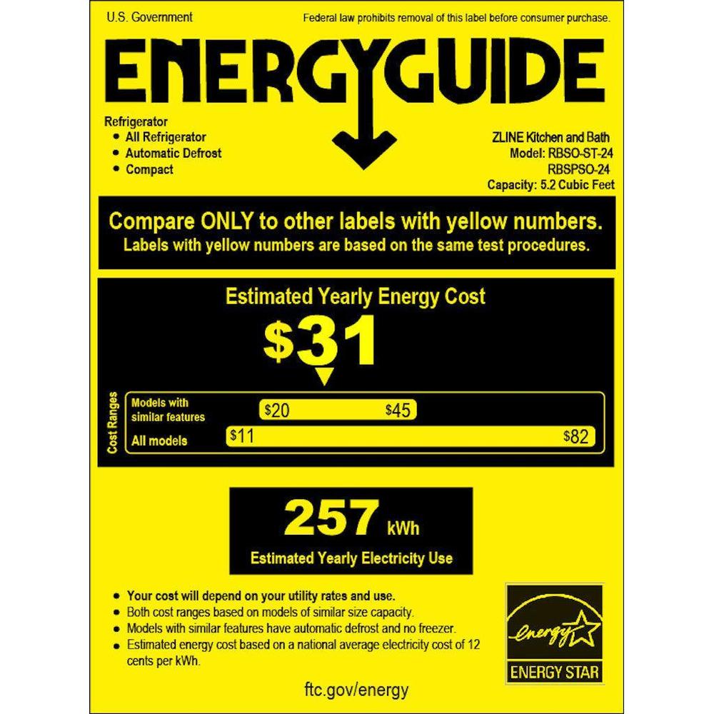 ZLINE 24 in. Touchstone 151 Can Beverage Fridge With Panel Ready Glass Door (RBSPO-24)