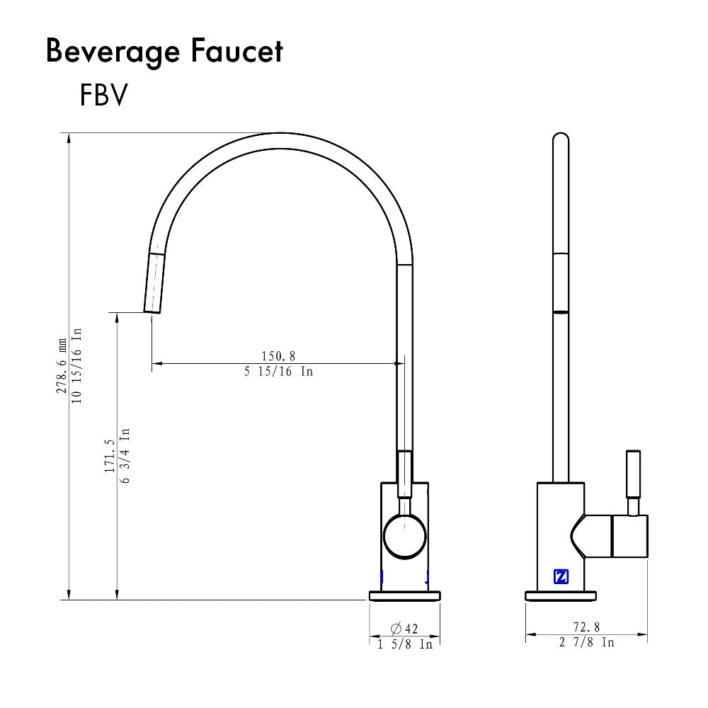 ZLINE Single Handle Drink Faucet in Chrome (FBV-CH)