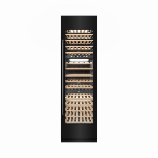 ZLINE 24 in. 12.4 cu. ft. Triple Zone 100 Bottle Column Wine Cooler in Black Stainless Steel (RCWV-BS-24)