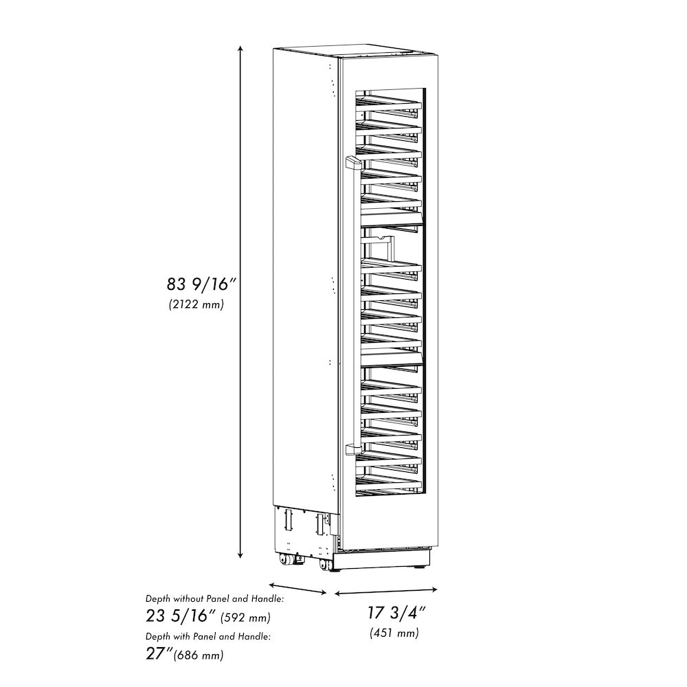 ZLINE 18 in. 9.0 cu. ft. Triple Zone 68 Bottle Right Hinge Column Wine Cooler in Stainless Steel (RCWVR-304-18)