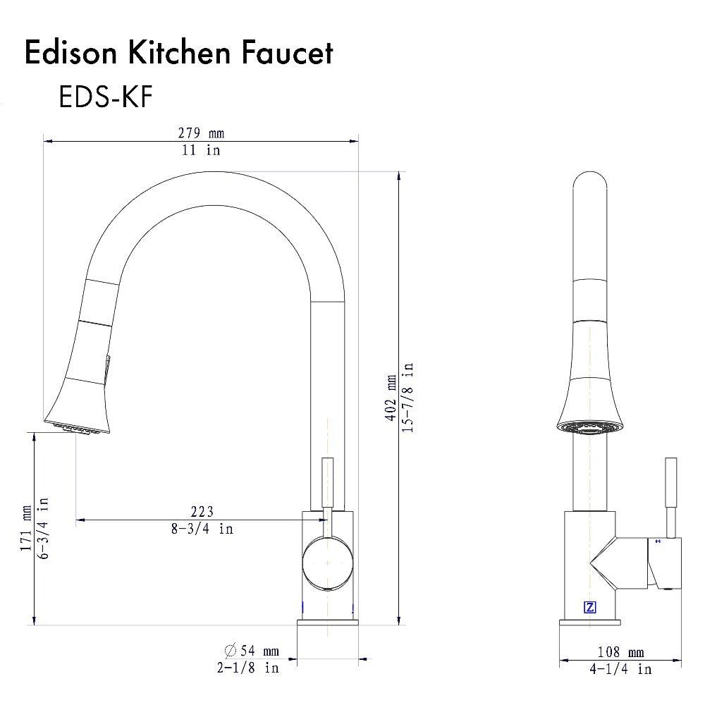 ZLINE Autograph Edition Edison Pull Down Single Handle Kitchen Faucet in Champagne Bronze (EDS-KF-CB)