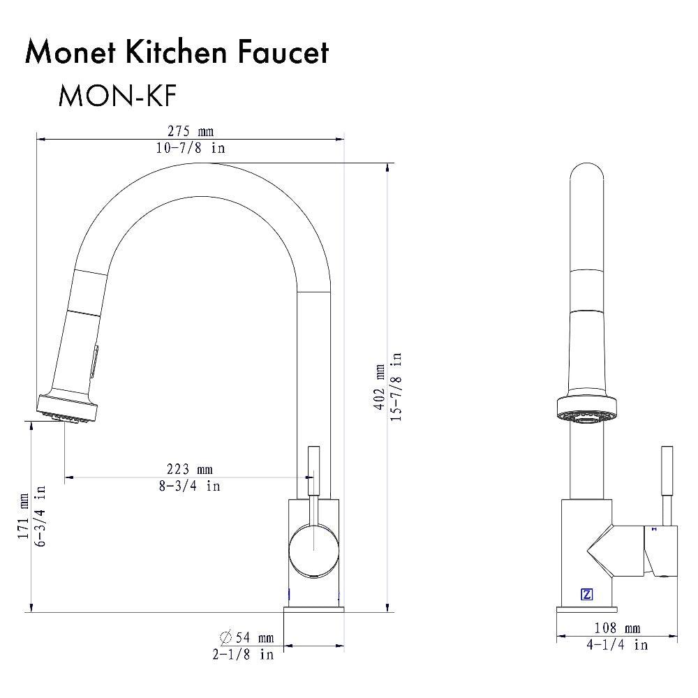 ZLINE Autograph Edition Monet Pull Down Single Handle Kitchen Faucet in Champagne Bronze (MON-KF-CB)