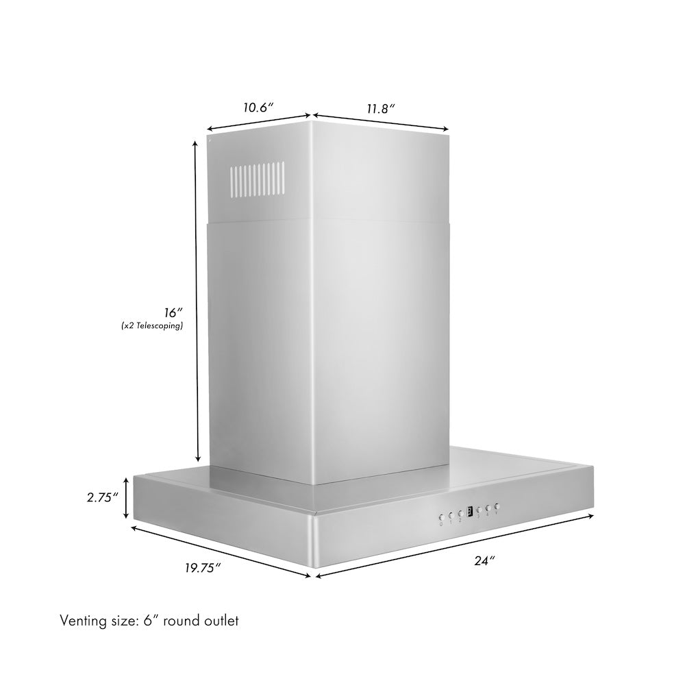 ZLINE 24 in. Convertible Vent Wall Mount Range Hood in Stainless Steel (KE-24)