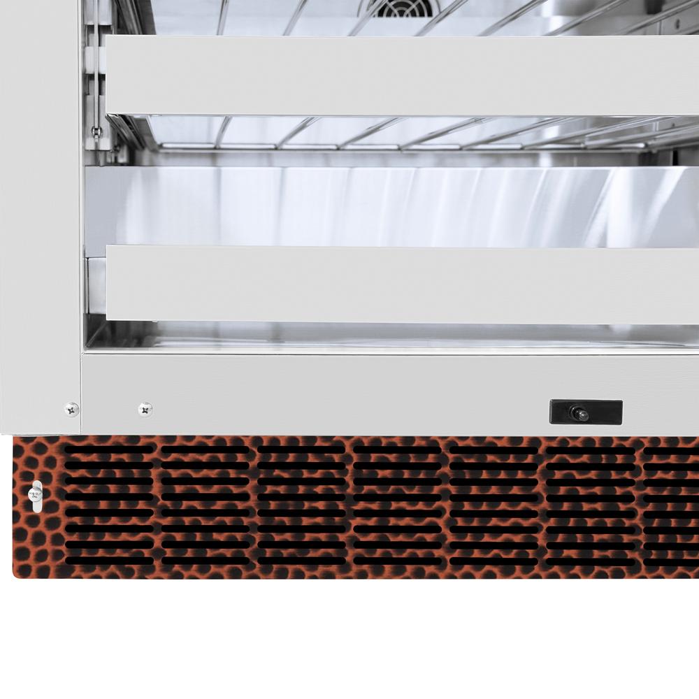 ZLINE 24 in. Touchstone Dual Zone 44 Bottle Wine Cooler with Hand Hammered Copper Glass Door (RWDO-HH-24)