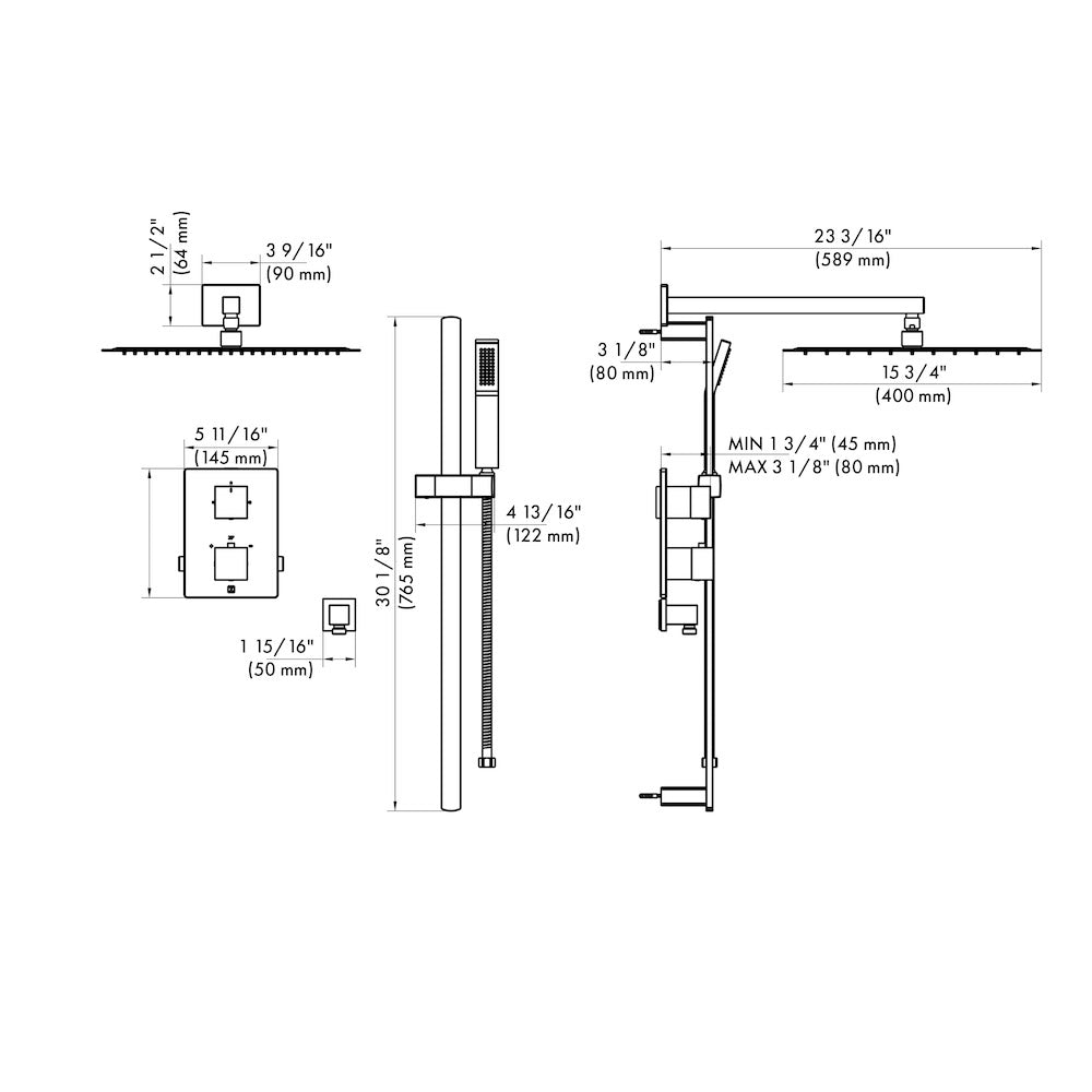 ZLINE Autograph Edition Crystal Bay Thermostatic Shower System in Champagne Bronze (CBY-SHS-T2-CB)