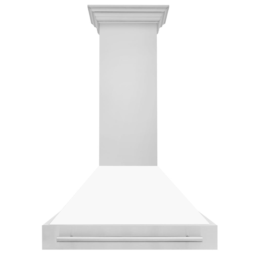 ZLINE 36 in. Stainless Steel Range Hood with White Matte Shell and Stainless Steel Handle (8654STX-WM-36)