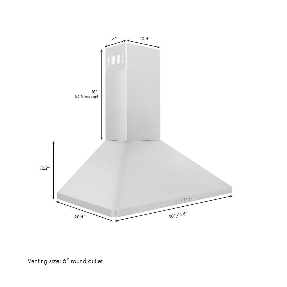 ZLINE 30 in. Convertible Vent Wall Mount Range Hood in Stainless Steel (KF1-30)