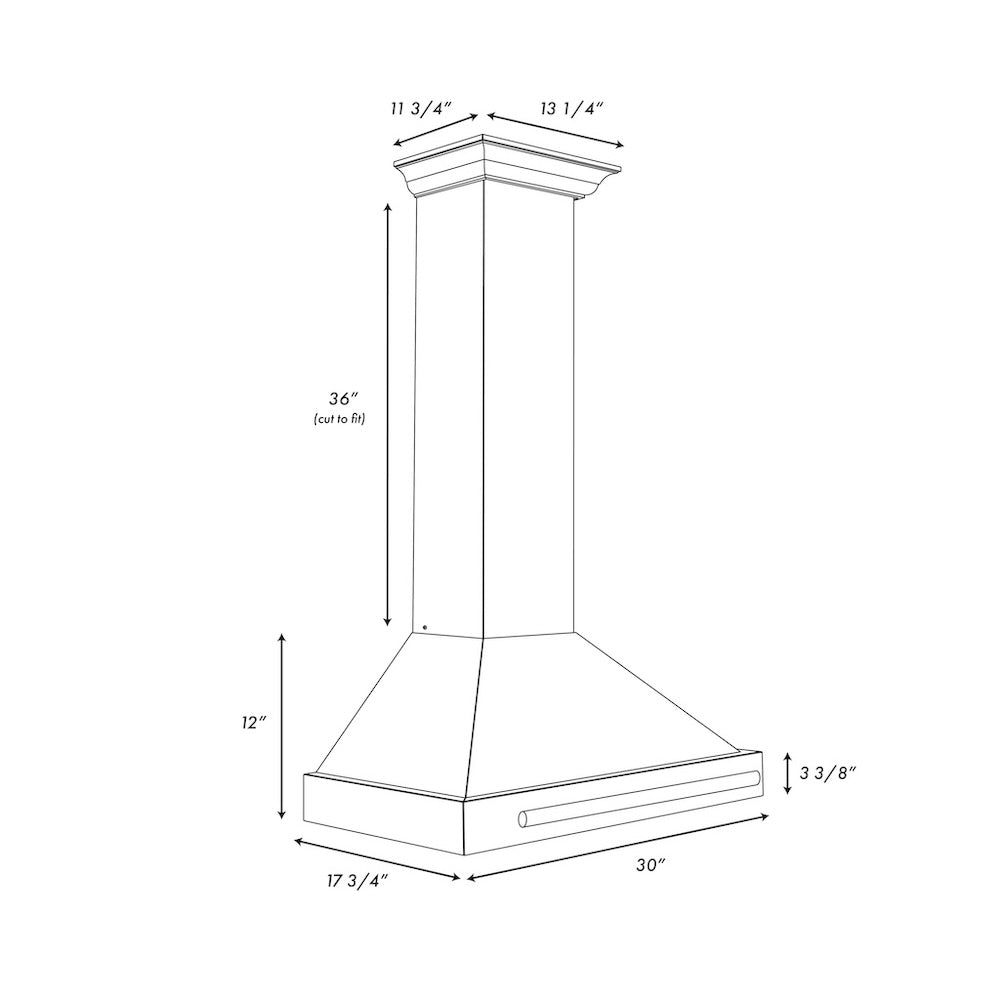 ZLINE 30 in. Convertible Stainless Steel Range Hood with Black Matte Shell and Stainless Steel Handle (KB4STX-BLM-30)