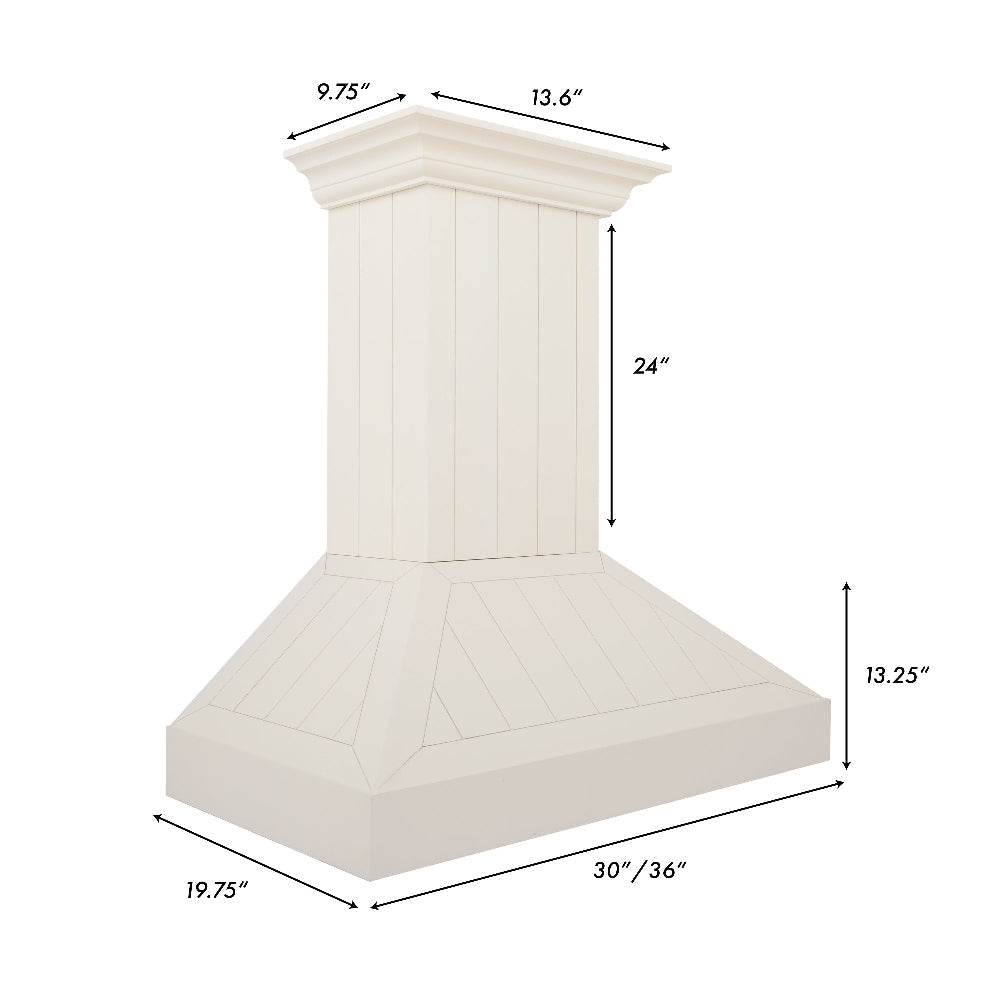 ZLINE 36 in. Ducted Vent Wooden Wall Mount Range Hood in Cottage White (KPTT-36)