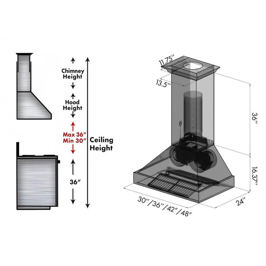 ZLINE 48 in. Ducted Vent Designer Series Wall Mount Range Hood in Hand-Hammered Copper and Oil-Rubbed Bronze (655-HBXXX-48)
