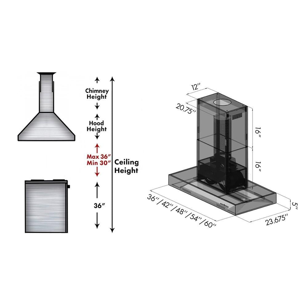 ZLINE 36 in. Ducted Outdoor Island Mount Range Hood in Stainless Steel (KECOMi-304-36)