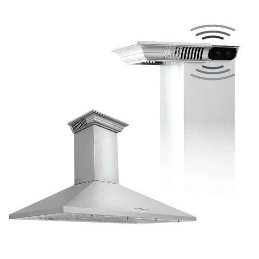 ZLINE 30 in. CrownSound™ Ducted Vent Wall Mount Range Hood in Stainless Steel with Built-in Bluetooth Speakers (KL2CRN-BT-30)