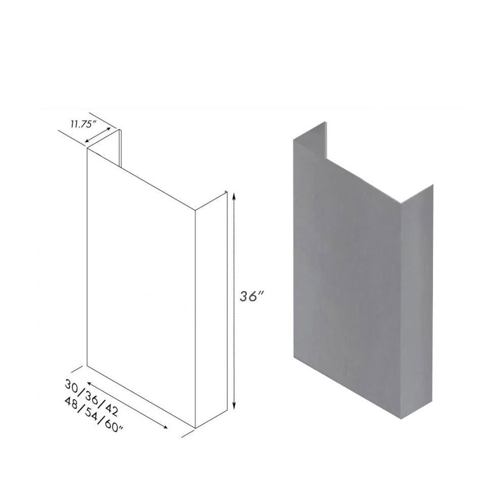 ZLINE 36 in. Chimney for 60 in. Under Cabinet Hoods (520/523/527-60-3FTEXT)