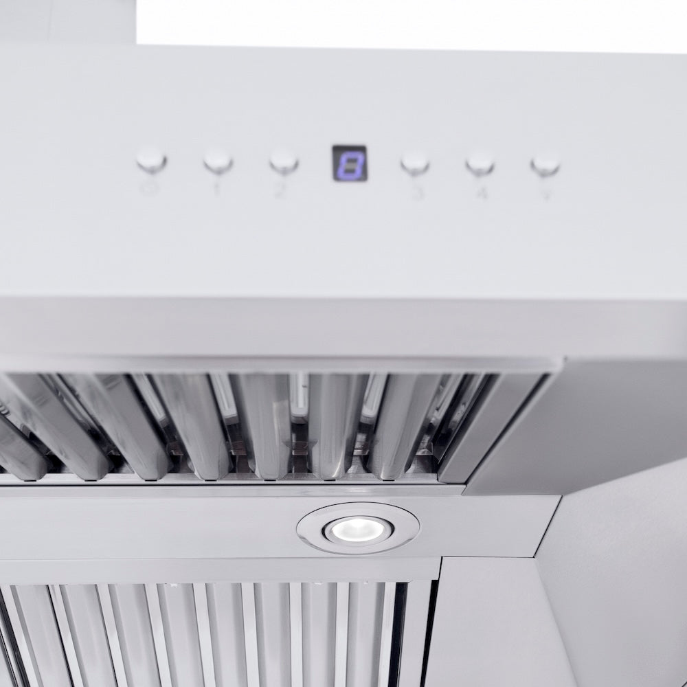 ZLINE 48 in. Professional Ducted Wall Mount Range Hood in Stainless Steel with Crown Molding (667CRN-48)