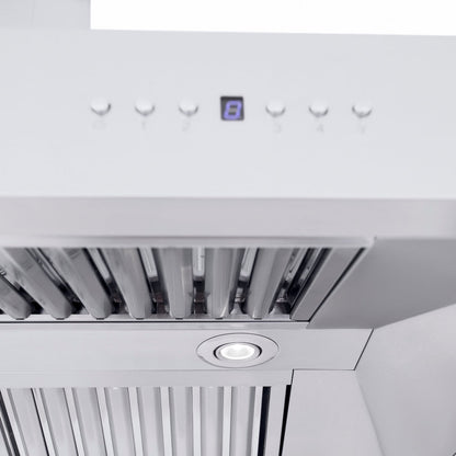 ZLINE 48 in. Professional Ducted Wall Mount Range Hood in Stainless Steel with Crown Molding (667CRN-48)