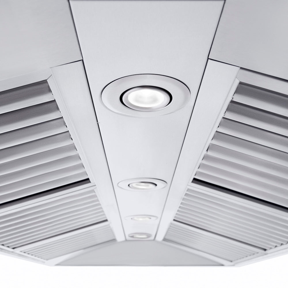 ZLINE 48 in. Professional Ducted Wall Mount Range Hood in Stainless Steel with Crown Molding (667CRN-48)
