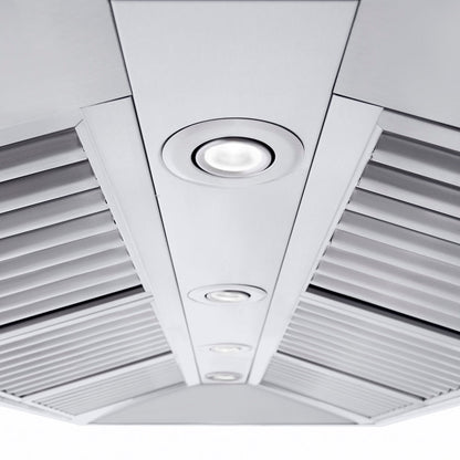 ZLINE 48 in. Professional Ducted Wall Mount Range Hood in Stainless Steel with Crown Molding (667CRN-48)