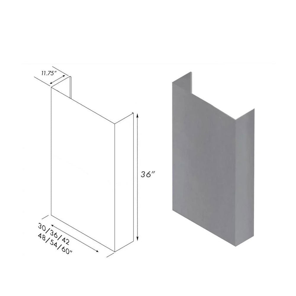 ZLINE 36 in. Chimney for 30 in. Under Cabinet Hoods (520/523/527-30-3FTEXT)