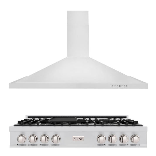 ZLINE Kitchen Package with 48 in. Stainless Steel Rangetop and 48 in. Convertible Range Hood (2KP-RTRH48)