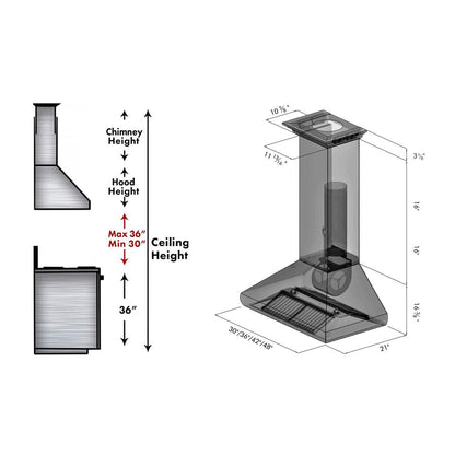 ZLINE 30 in. Professional Convertible Vent Wall Mount Range Hood in Stainless Steel with Crown Molding (587CRN-30)