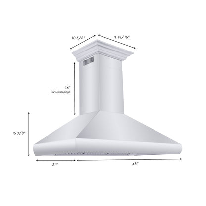 ZLINE 48 in. Professional Convertible Vent Wall Mount Range Hood in Stainless Steel with Crown Molding (587CRN-48)