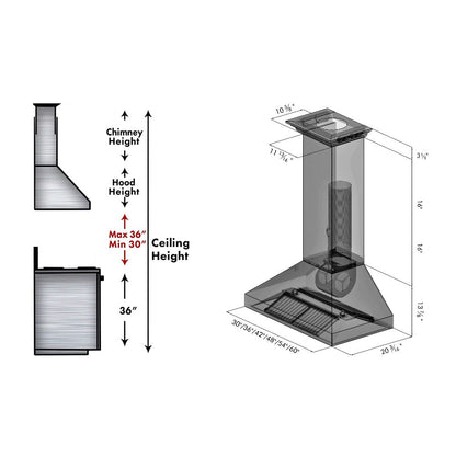 ZLINE 48 in. Professional Convertible Vent Wall Mount Range Hood in Stainless Steel with Crown Molding (597CRN-48)