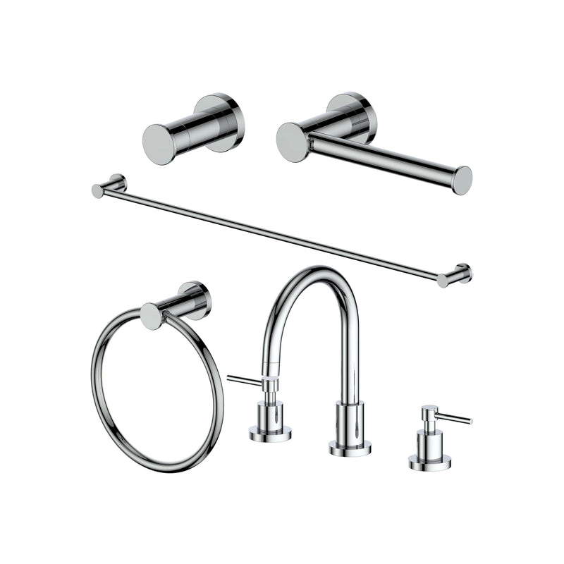 5-Piece Bathroom Faucet and Accessory Bundle (5BP-EMBYACCF-CH)