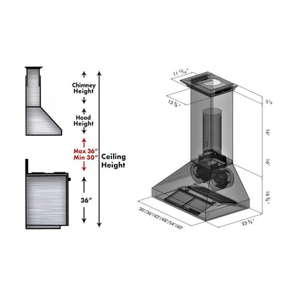 ZLINE 30 in. Professional Convertible Vent Wall Mount Range Hood in Stainless Steel with Crown Molding (667CRN-30)