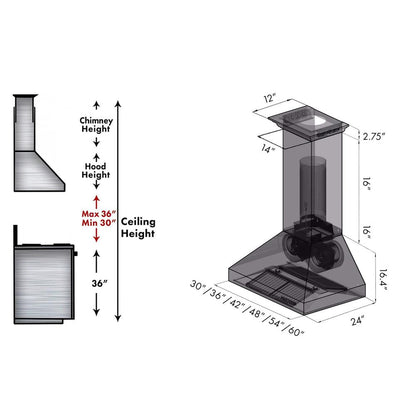 ZLINE 36 in. CrownSound™ Ducted Vent Wall Mount Range Hood in Stainless Steel with Built-in Bluetooth Speakers (667CRN-BT-36)