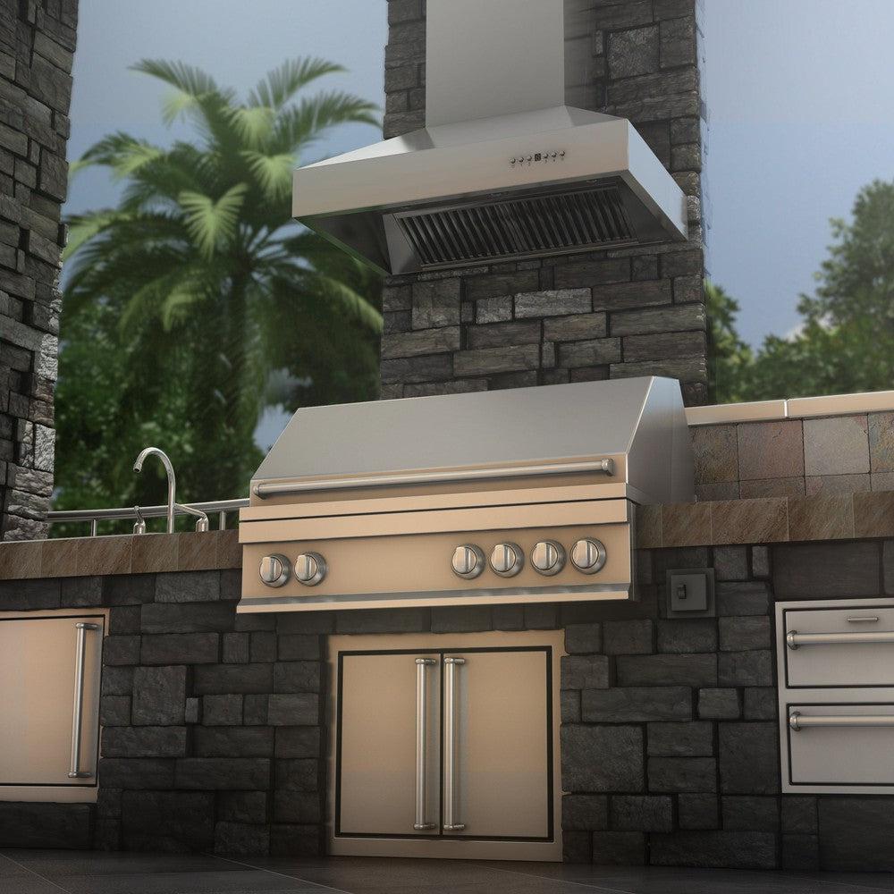 ZLINE 36 in. Outdoor Ducted Wall Mount Range Hood in Outdoor Approved Stainless Steel (667-304-36)