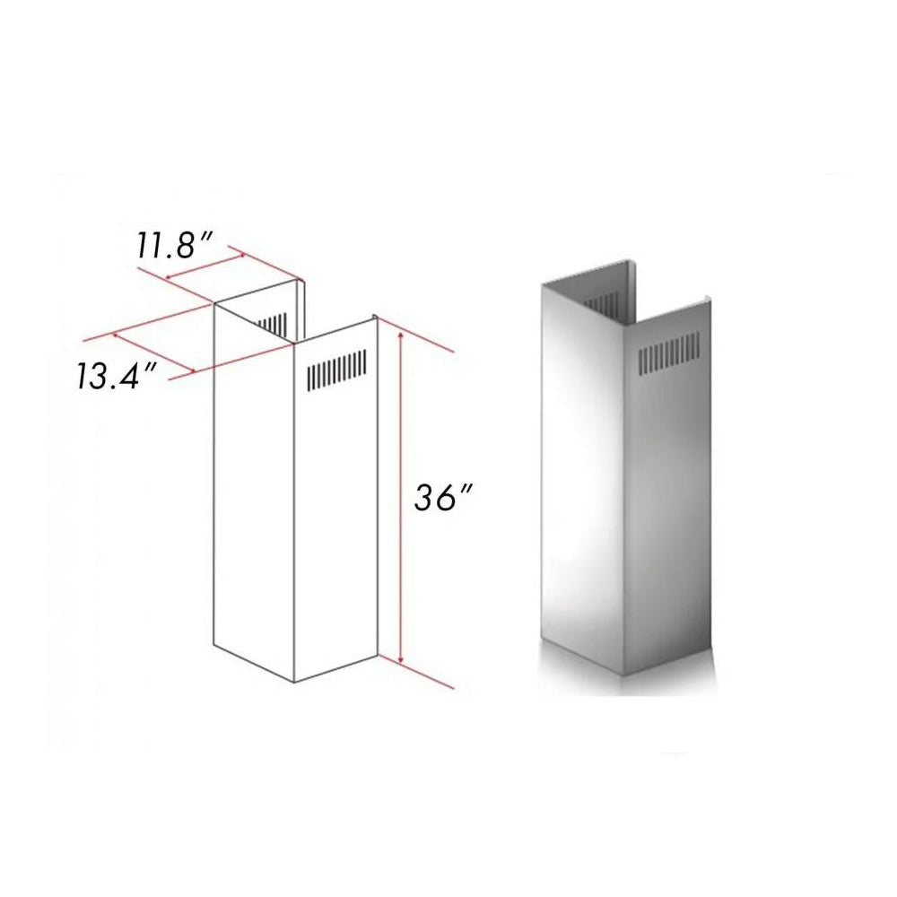 ZLINE 1-36 in. Chimney Extension for 9 ft. to 10 ft. Ceilings (1PCEXT-667/697-304)