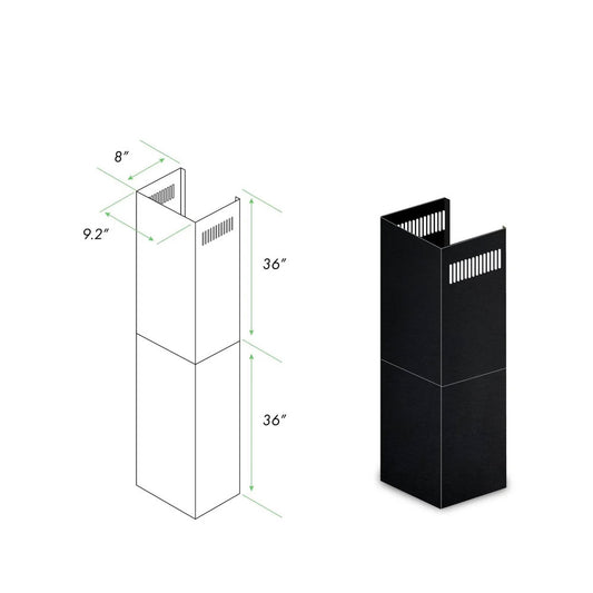 ZLINE 1-36 in. Chimney Extension for 9 ft. to 10 ft. Ceilings in Black Stainless (1PCEXT-BSKBN)