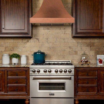 ZLINE 30 in. Designer Series Hand-Hammered Copper Finish Ducted Wall Range Hood (8632H-30)