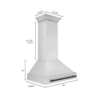 ZLINE Autograph Edition 36 in. Stainless Steel Range Hood with Stainless Steel Shell and Matte Black Handle (8654STZ-36-MB)