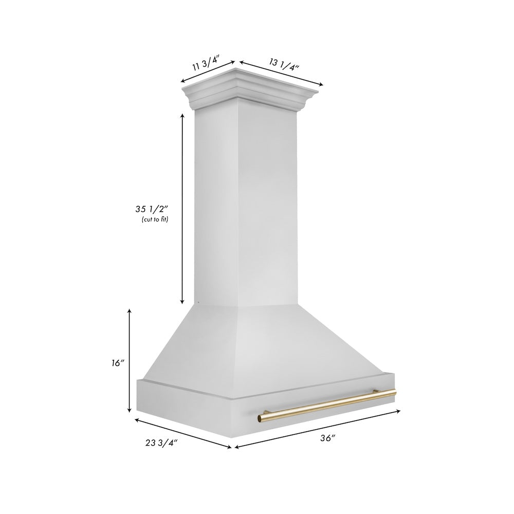 ZLINE Autograph Edition 36 in. Stainless Steel Range Hood with Stainless Steel Shell and Polished Gold Handle (8654STZ-36-G)