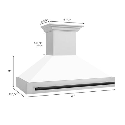 ZLINE Autograph Edition 48 in. Stainless Steel Range Hood with White Matte Shell and Matte Black Handle (8654STZ-WM48-MB)