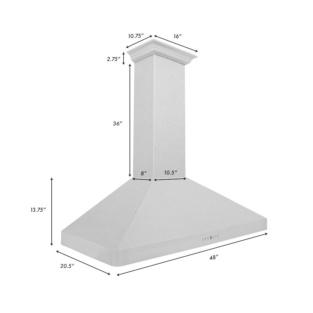 ZLINE 48 in. Ducted Wall Mount Range Hood in Satin Stainless Steel (8KF2S-48)